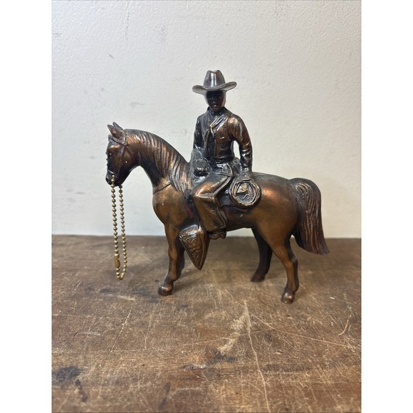 Other - Vtg. Copper Toned Metal Horse and Cowboy-5.5" Cowboy to Hoofs